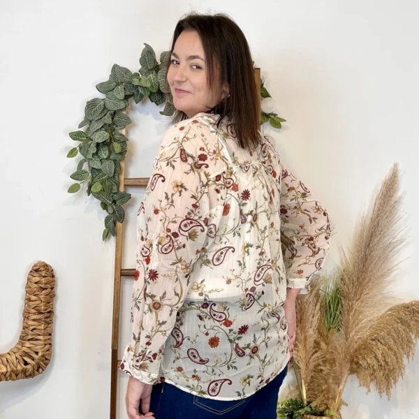 K990 - Blouse florale (T44-T52) - ecru - 52