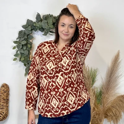 K960 - Blouse baroque (T44-T52) - bordeaux - 52