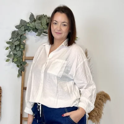 K950 - Chemise pailletée (T44-T52) - blanc - 52