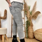 Jean Mom taille élastiquée (T42-T50) - gris-jeans - 50