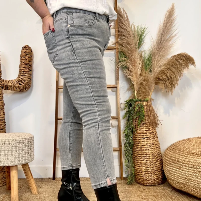 Jean Mom taille élastiquée (T42-T50) - gris-jeans - 50