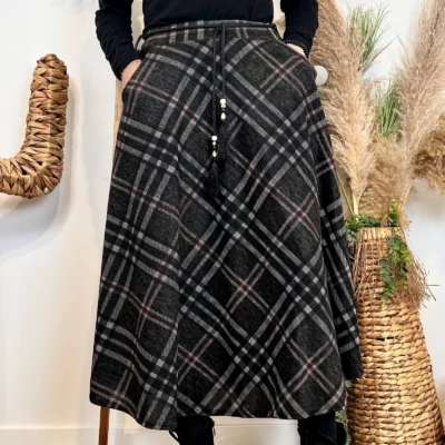 L710 - Jupe longue écossaise (TU) - noir - taille-unique