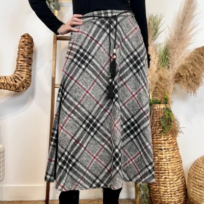 L710 - Jupe longue écossaise (TU) - gris - taille-unique