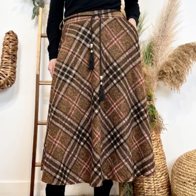 L710 - Jupe longue écossaise (TU) - marron - taille-unique