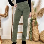 Pantalon droit en velours femme VOGGO T36-T44 - kaki - 44