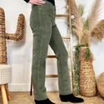 Pantalon droit en velours femme VOGGO T36-T44 - kaki - 44