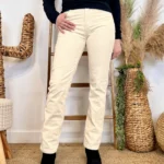 Pantalon droit en velours femme VOGGO T36-T44 - ecru - 44
