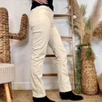 Pantalon droit en velours femme VOGGO T36-T44 - ecru - 44