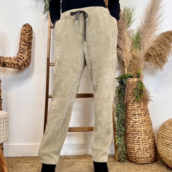 M895 - Pantalon Velours côtelé (TU) - beige - taille-unique-grande-taille
