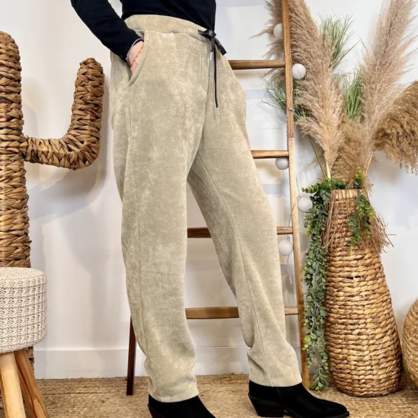 M895 - Pantalon Velours côtelé (TU) - beige - taille-unique-grande-taille