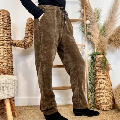 M895 - Pantalon Velours côtelé (TU) - marron - taille-unique-grande-taille