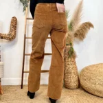 Jean Wide Leg femme en velours VOGGO taille haute T36-T44 - camel - taille-unique