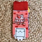 Chaussettes fantaisie femme motifs fruits et gourmandises - rouge - sans-taille