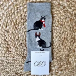 V280 - Chaussettes à motifs - gris-chats-hiver - sans-taille