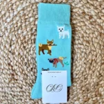 V280 - Chaussettes à motifs - vert-deau-multi-chiens - sans-taille