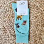 V280 - Chaussettes à motifs - vert-deau-multi-chiens - sans-taille