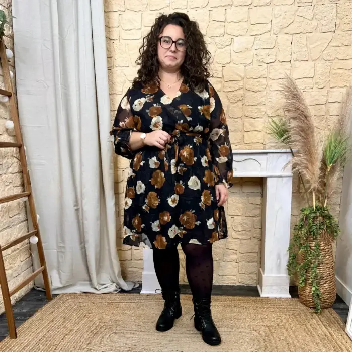 Robe à fleurs (T40-T48) - noir - 48
