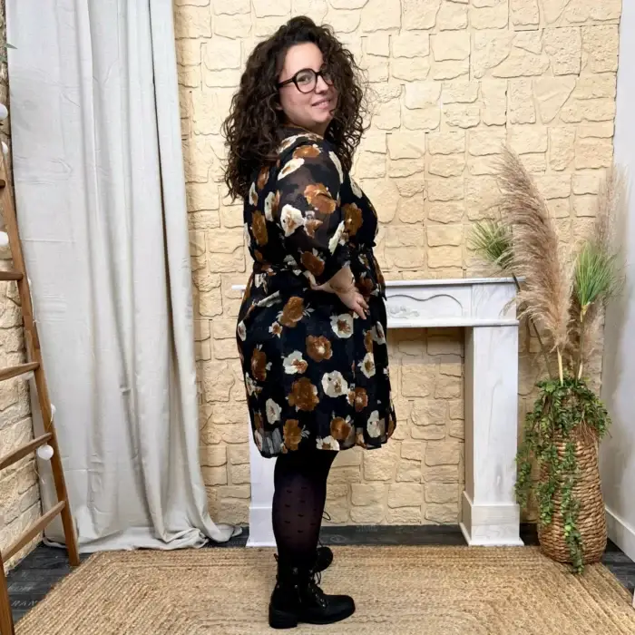 Robe à fleurs (T40-T48) - noir - 48