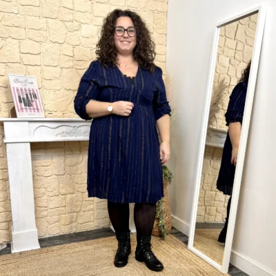 J817- Robe fines rayures (T40-T48) - marine - 48