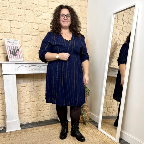 J817- Robe fines rayures (T40-T48) - marine - 48