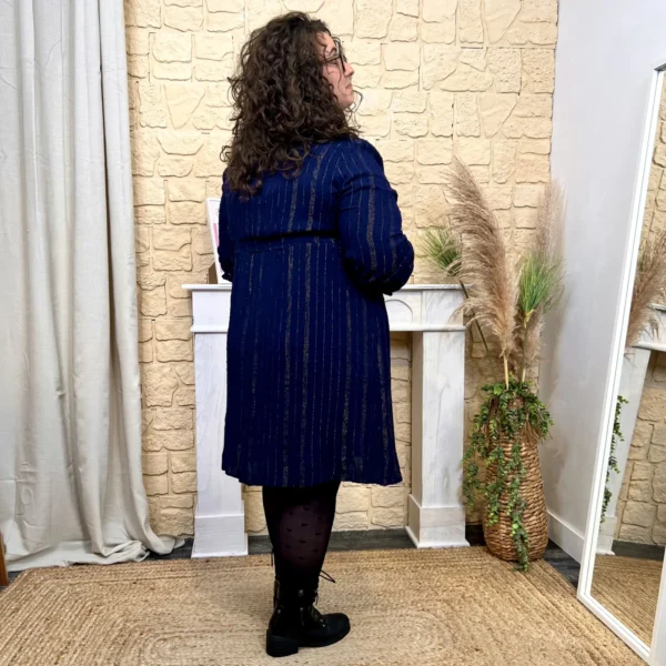 J817- Robe fines rayures (T40-T48) - marine - 48