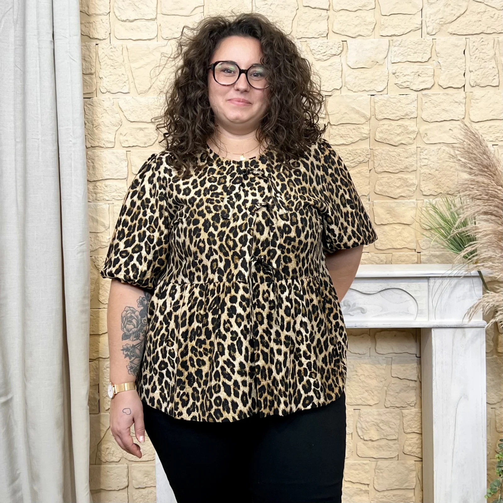 K896- Blouse léopard (T40-T48) - camel - 48