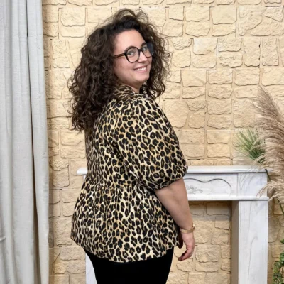 K896- Blouse léopard (T40-T48) - camel - 48