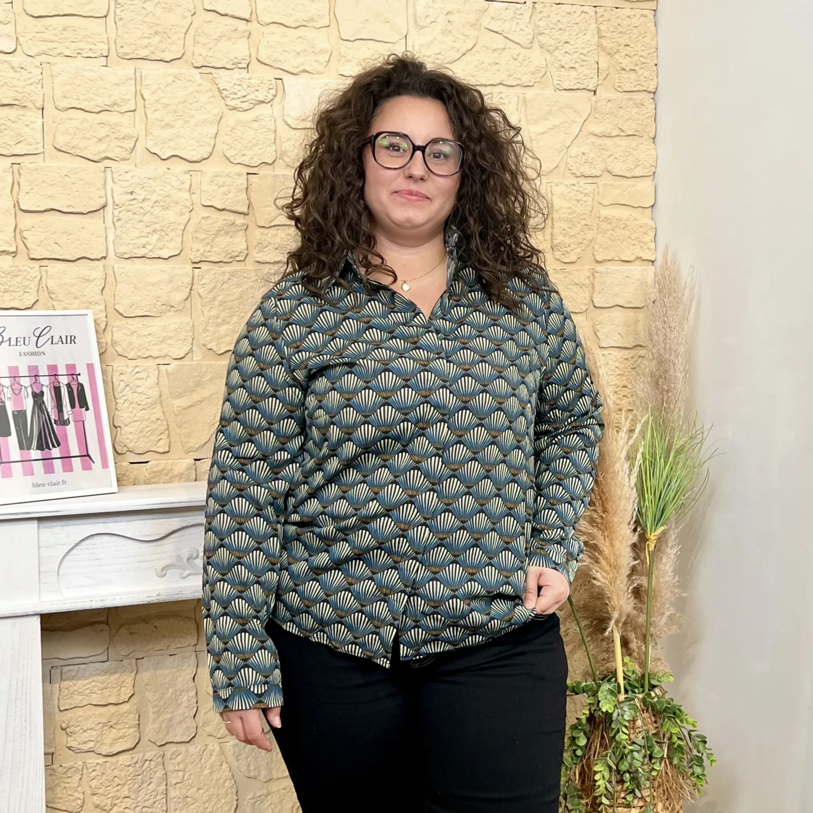 J815 - Chemise éventail (T40-T48) - marine - 48