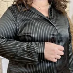 Chemise femme satinée à rayures BY ONE T40-T48 - noir - 48