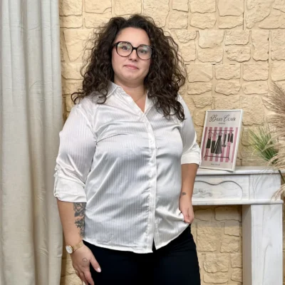 J820 - Chemise satinée (T40-T48) - blanc - 48