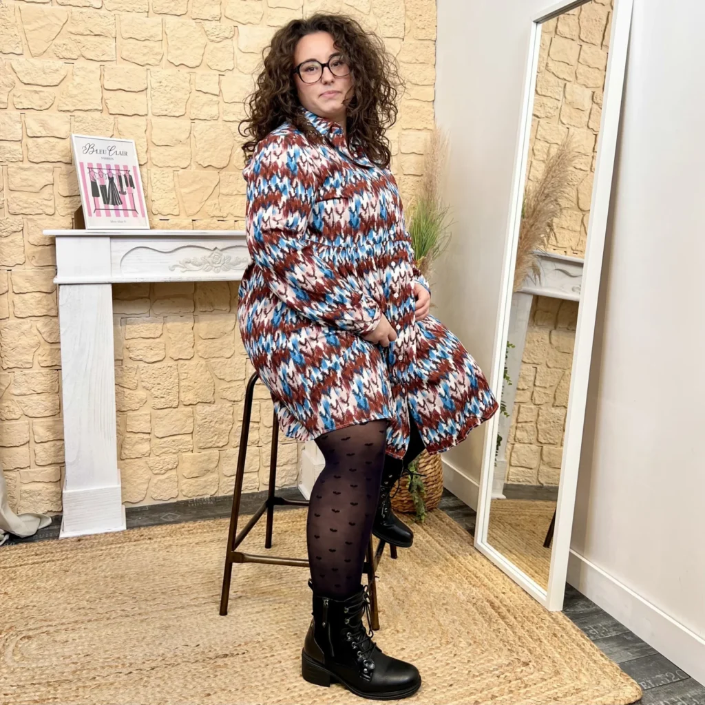 J830 - Robe Zig-zag (T40-T48) - bordeaux - 48