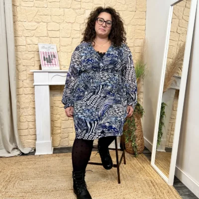 J840 - Robe panthère (T40-T48) - marine - 48