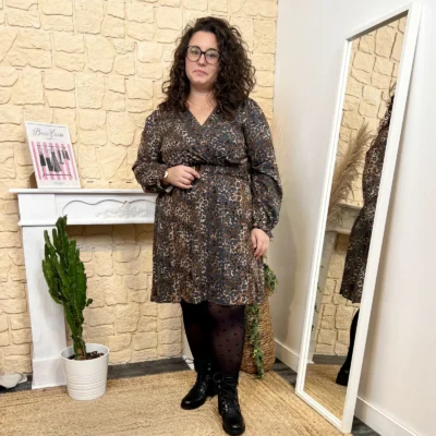 J850 - Robe léopard (T40-T48) - marron - 48