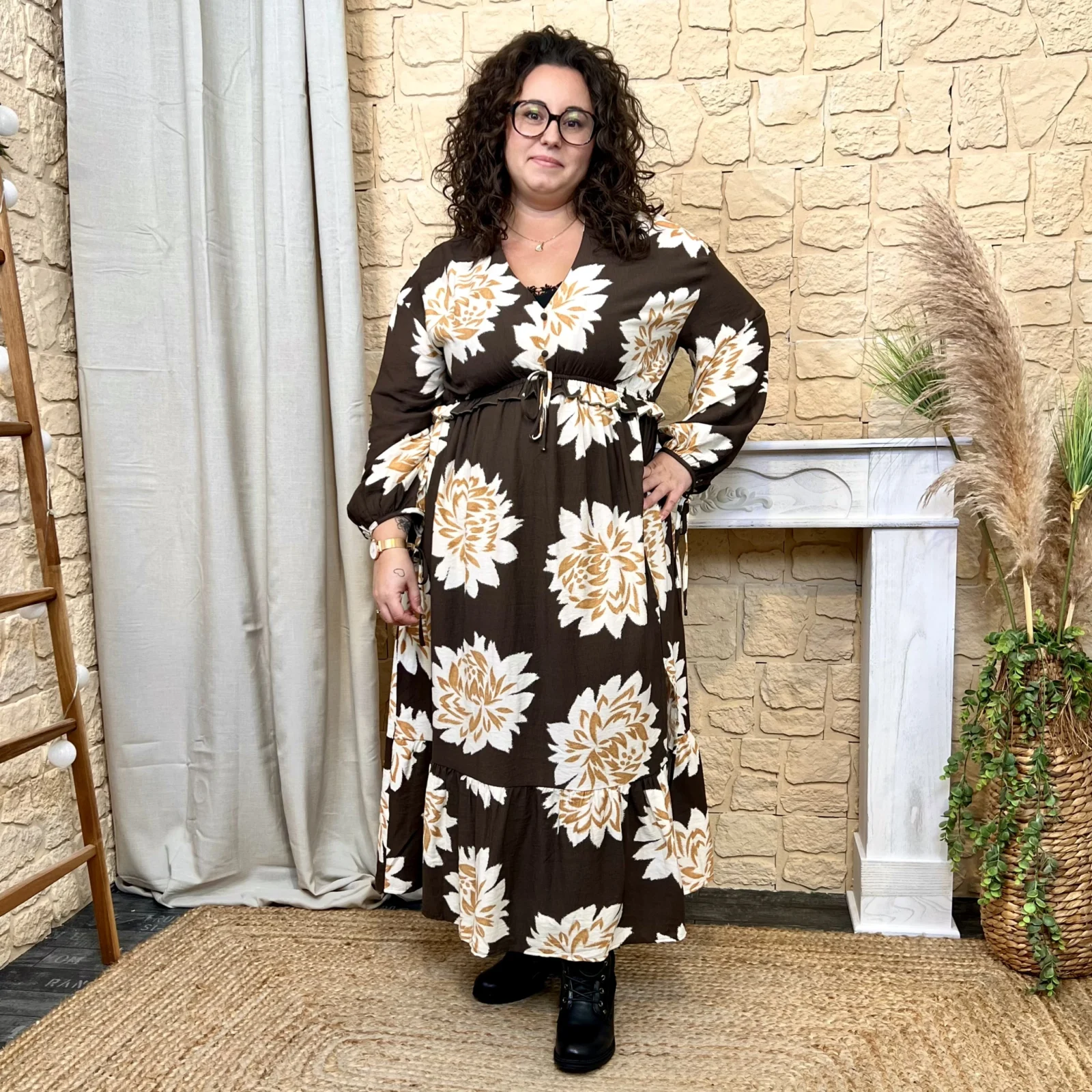 J970 - Robe longue (T40-T48) - marron - 48