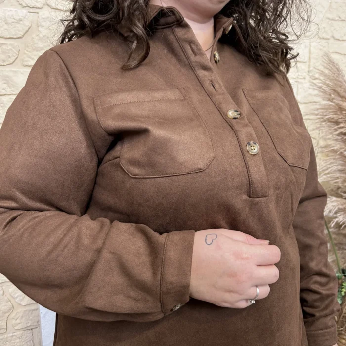 Robe en suédine (T40-T48) - marron - 48