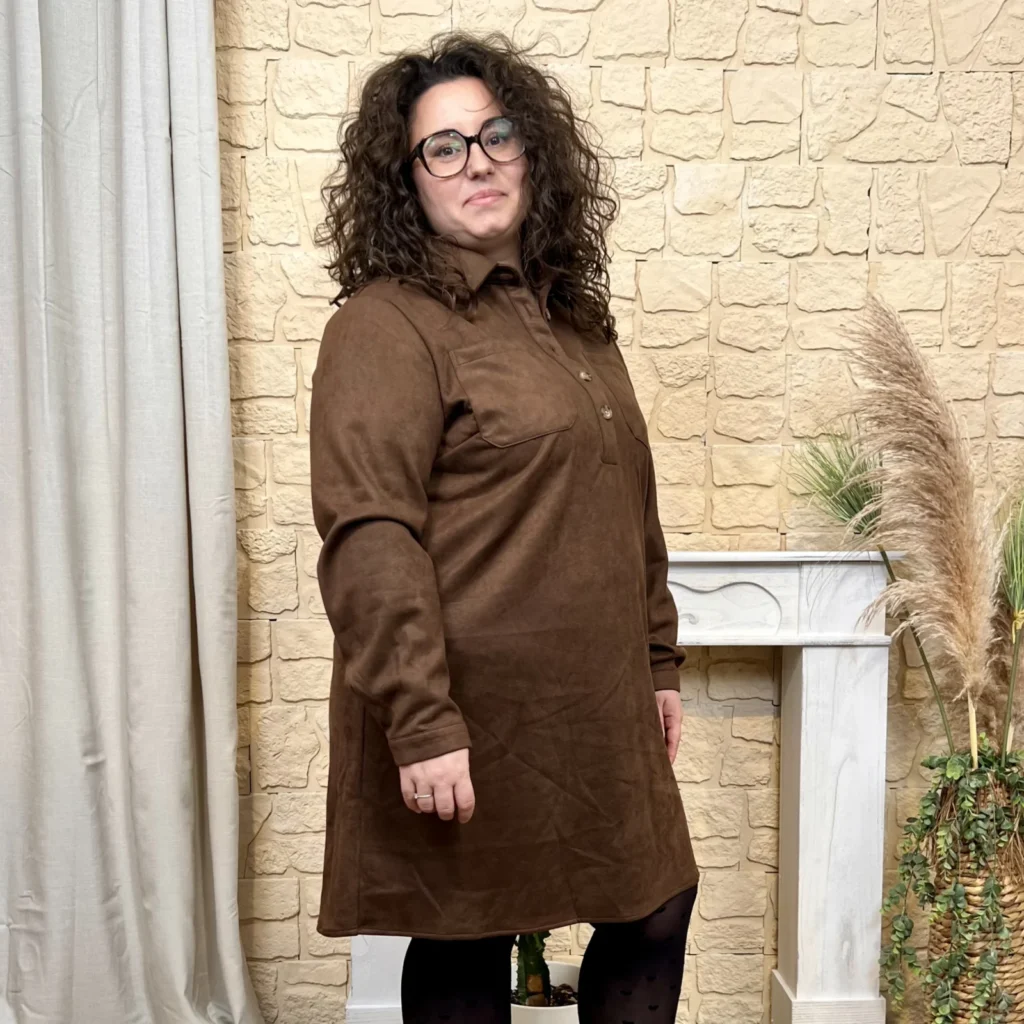 J855 - Robe en suédine (T40-T48) - marron - 48