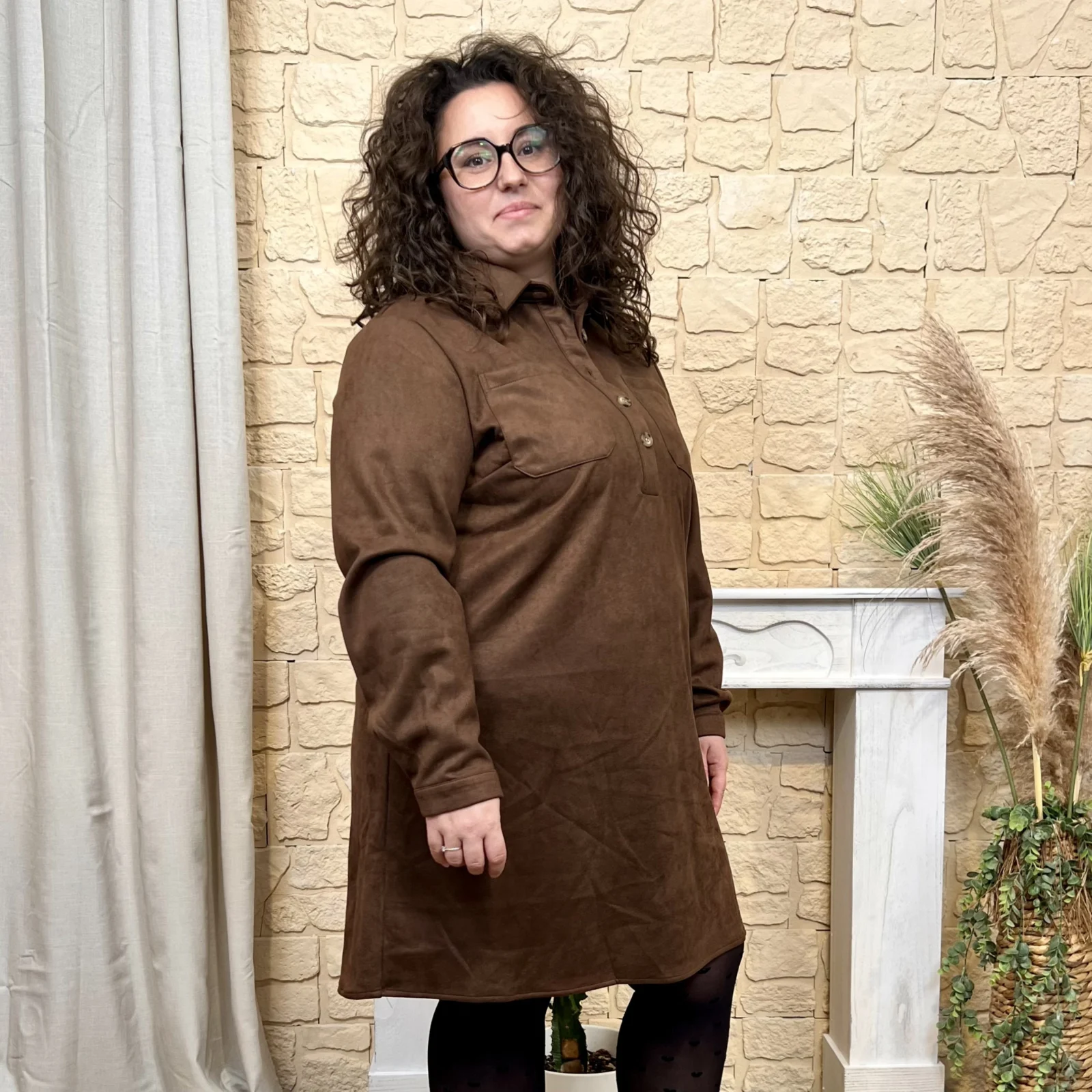 J855 - Robe en suédine (T40-T48) - marron - 48