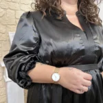 Robe longue satinée (T40-T48) - noir - 48