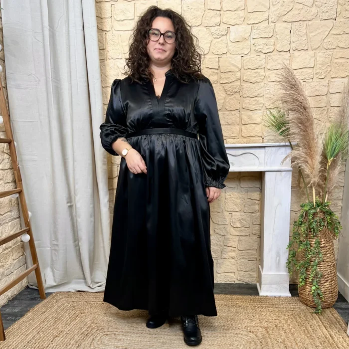 Robe longue satinée (T40-T48) - noir - 48