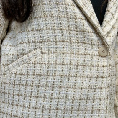 L855 - Veste en tweed (TU) - beige - taille-unique-grande-taille