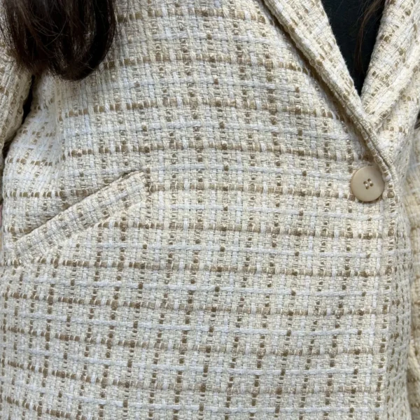 L855 - Veste en tweed (TU) - beige - taille-unique-grande-taille