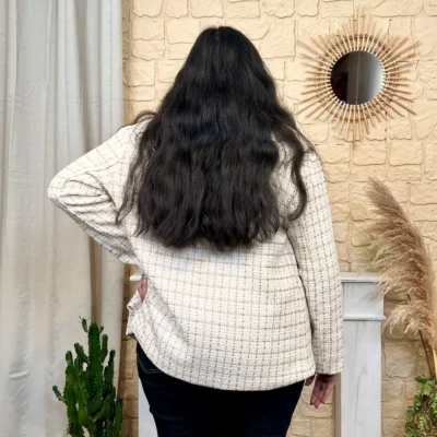 L855 - Veste en tweed (TU) - beige - taille-unique-grande-taille