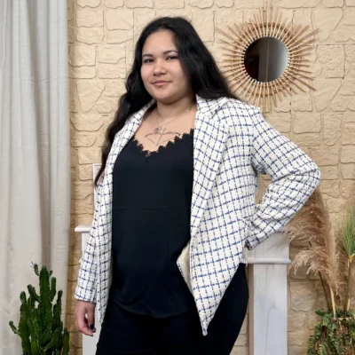 L855 - Veste en tweed (TU) - bleu-royal - taille-unique