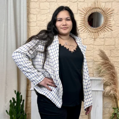 L855 - Veste en tweed (TU) - bleu-royal - taille-unique