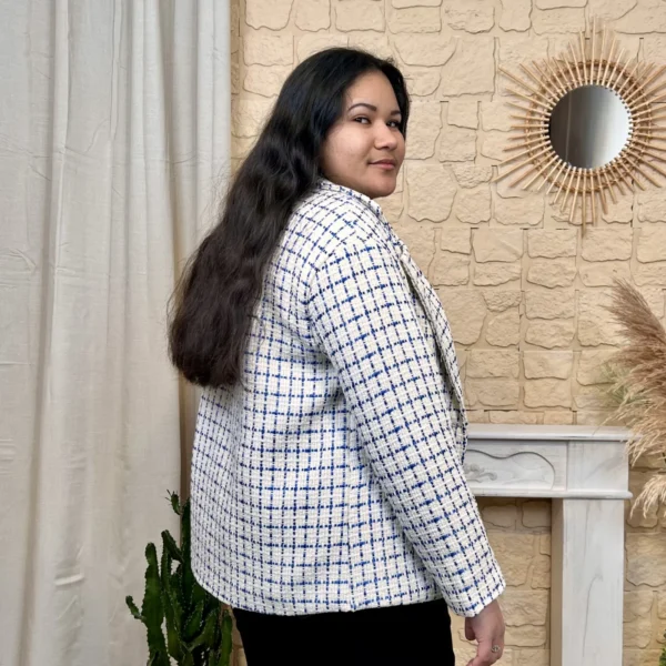 L855 - Veste en tweed (TU) - bleu-royal - taille-unique