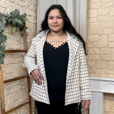 L855 - Veste en tweed (TU) - noir - taille-unique-grande-taille