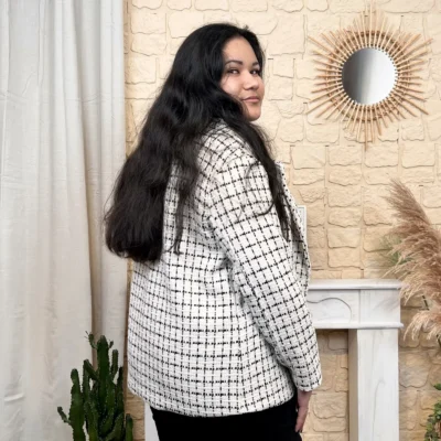 L855 - Veste en tweed (TU) - noir - taille-unique-grande-taille