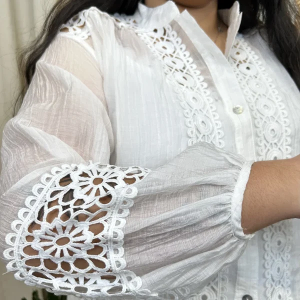 I803 - Chemisier en dentelle (TU) - blanc - taille-unique