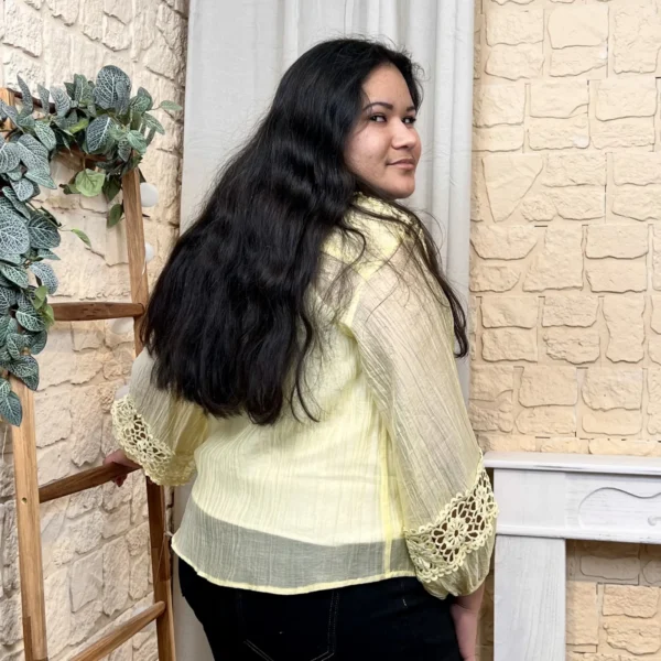 I803 - Chemisier en dentelle (TU) - jaune - taille-unique