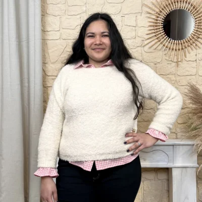 I814 - Pull en bouclettes (TU) - beige - taille-unique